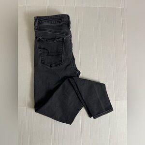 American Eagle Outfitters Jeans Womens Faded Black Low Rise Stretch Skinny - 6